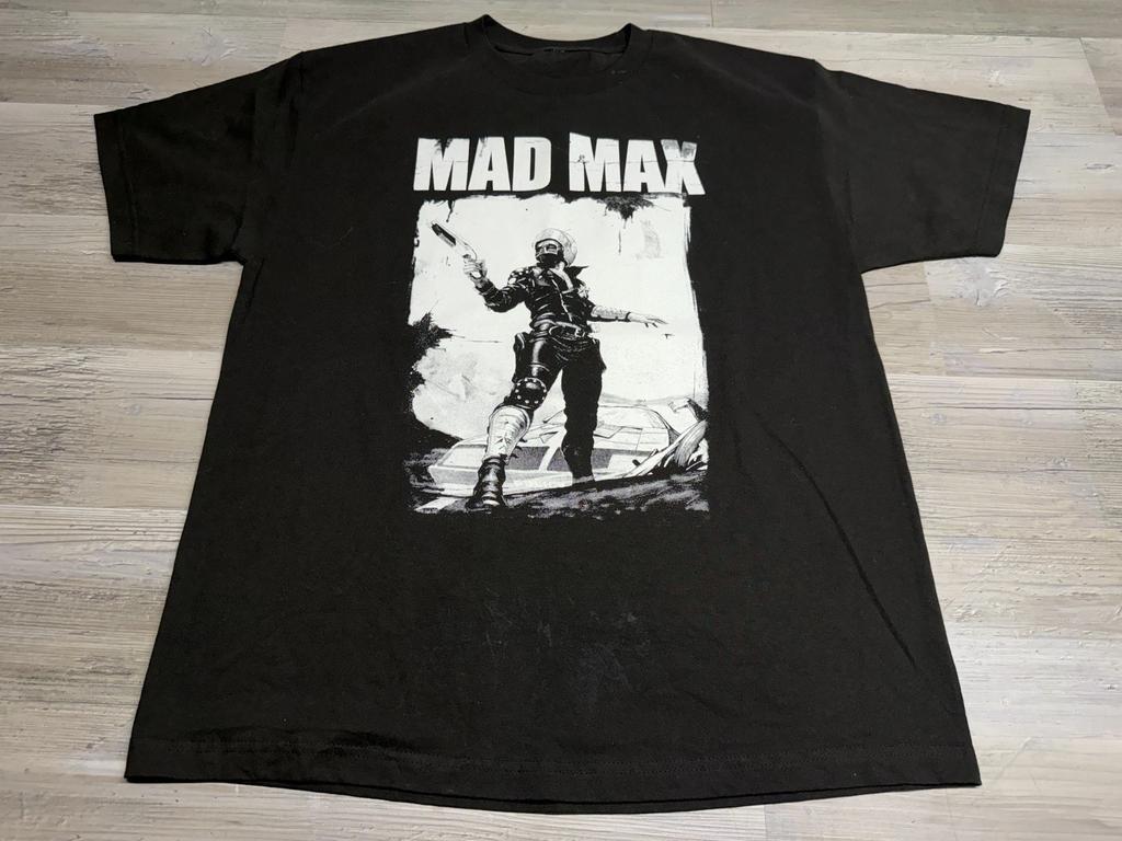 Koszulka Mad Max Plakat Filmowy Tee Lata 70 Akcja Retro Czarna Krótki Rękaw Męski Rozmiar L