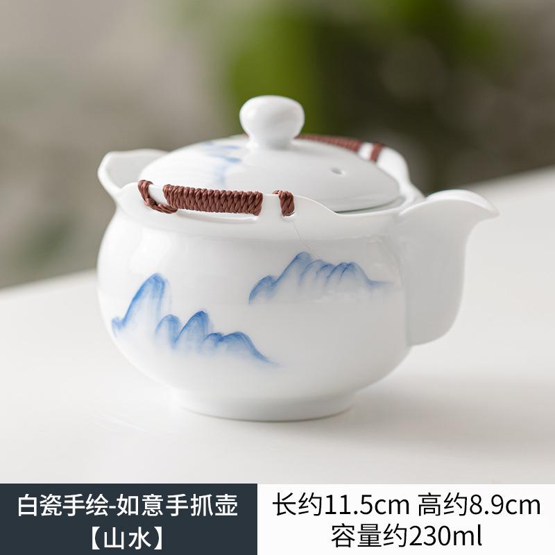 Ręcznie malowany Dehua Biała Porcelana Zestaw do Herbaty Kompletny Zestaw Taca do Herbaty Zestaw do Ceremonii Herbacianej Czajnik i Zestaw Filiżanek do Herbaty Przedmioty do Herbaty Kung Fu Rzemiosło