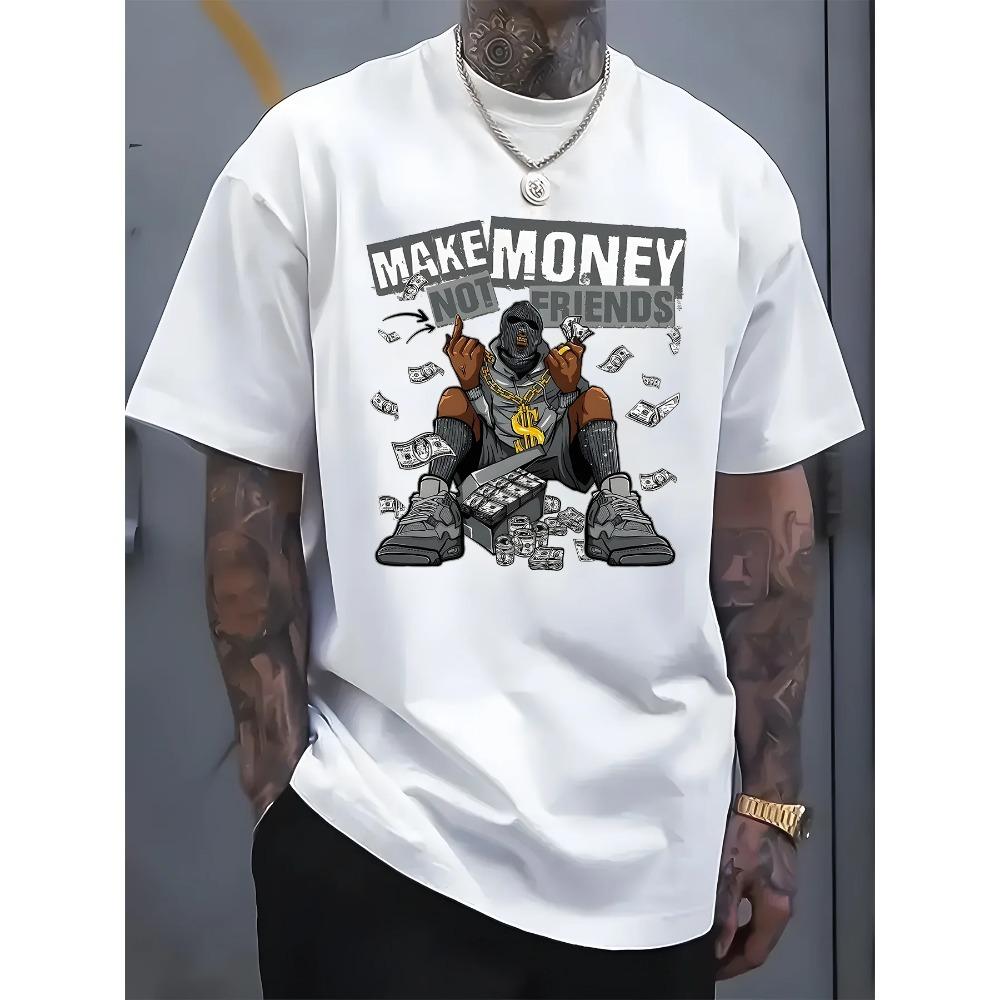 [Novel Pattern Design T-shirt] Summer Casual Comfortable Men's Novel Pattern Design T-shirts - MAKE MONEY Letters Printed
