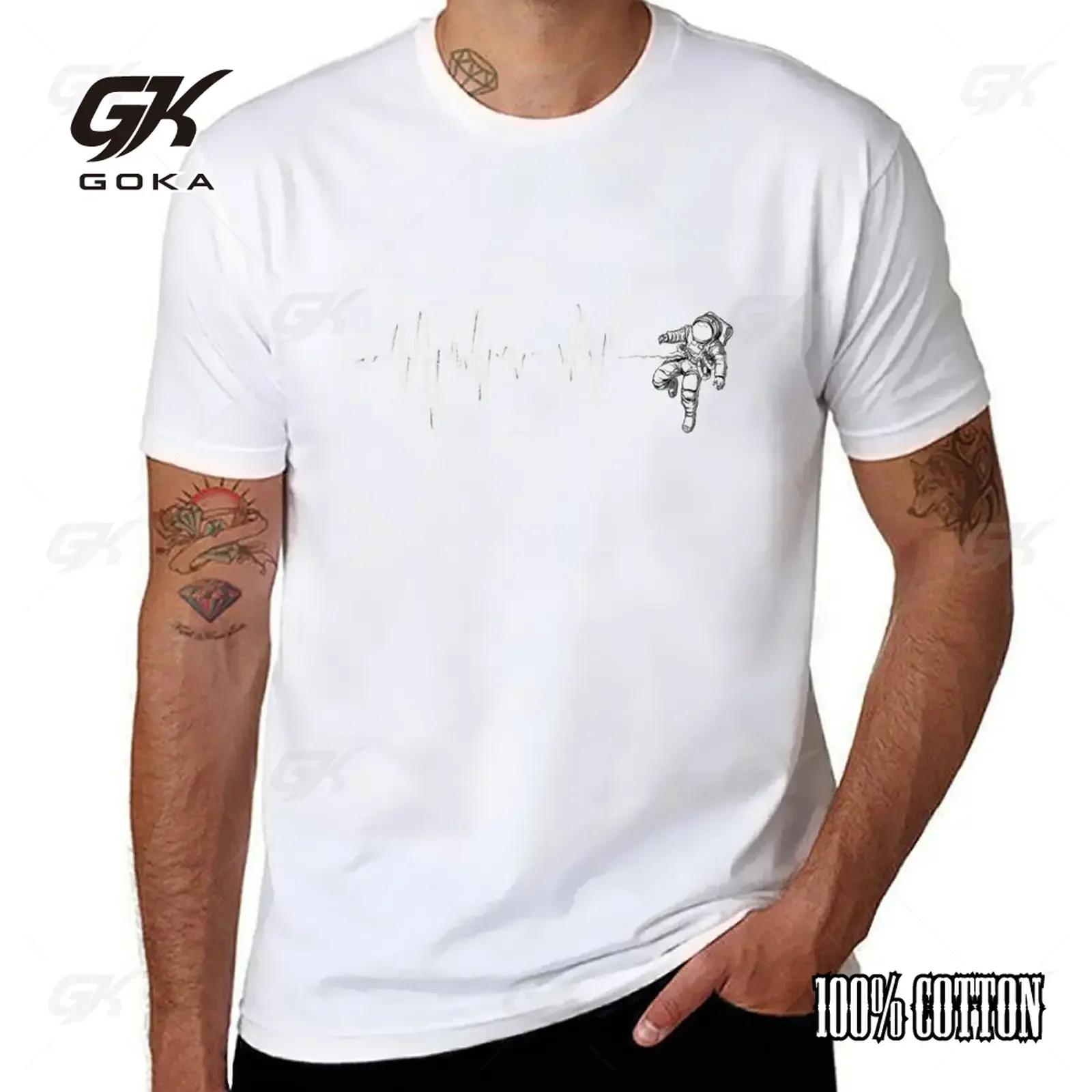 Space Heartbeat Print Tshirt Pattern High Quality Trend Fashion 100 Cotton Men and Women Spring and Summer Hot Style S