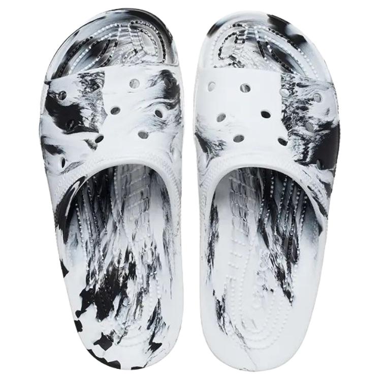 Crocs Classic Comfort Slip-On Open-Toe EVA Anti-Rub Slide Sandals Women Sandals Black White 211832-066