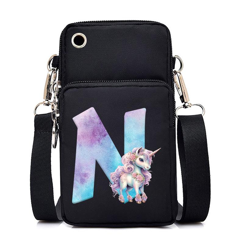Sac de téléphone portable à imprimé lettre Licorne Léger à transporter Sac bandoulière multifonction