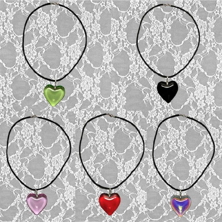 Punk Black Rope Chain Glass Heart Pendant Choker Necklace Birthday Ornament