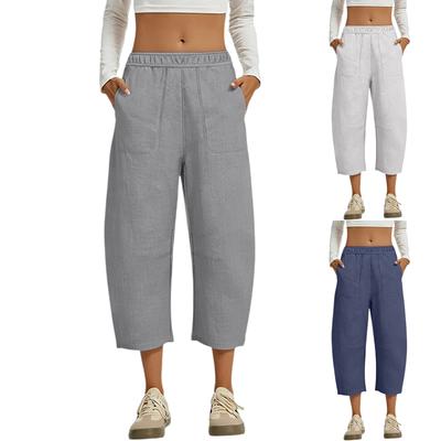 Women's Casual And Fashionable Color Loose Pants With Pocketes