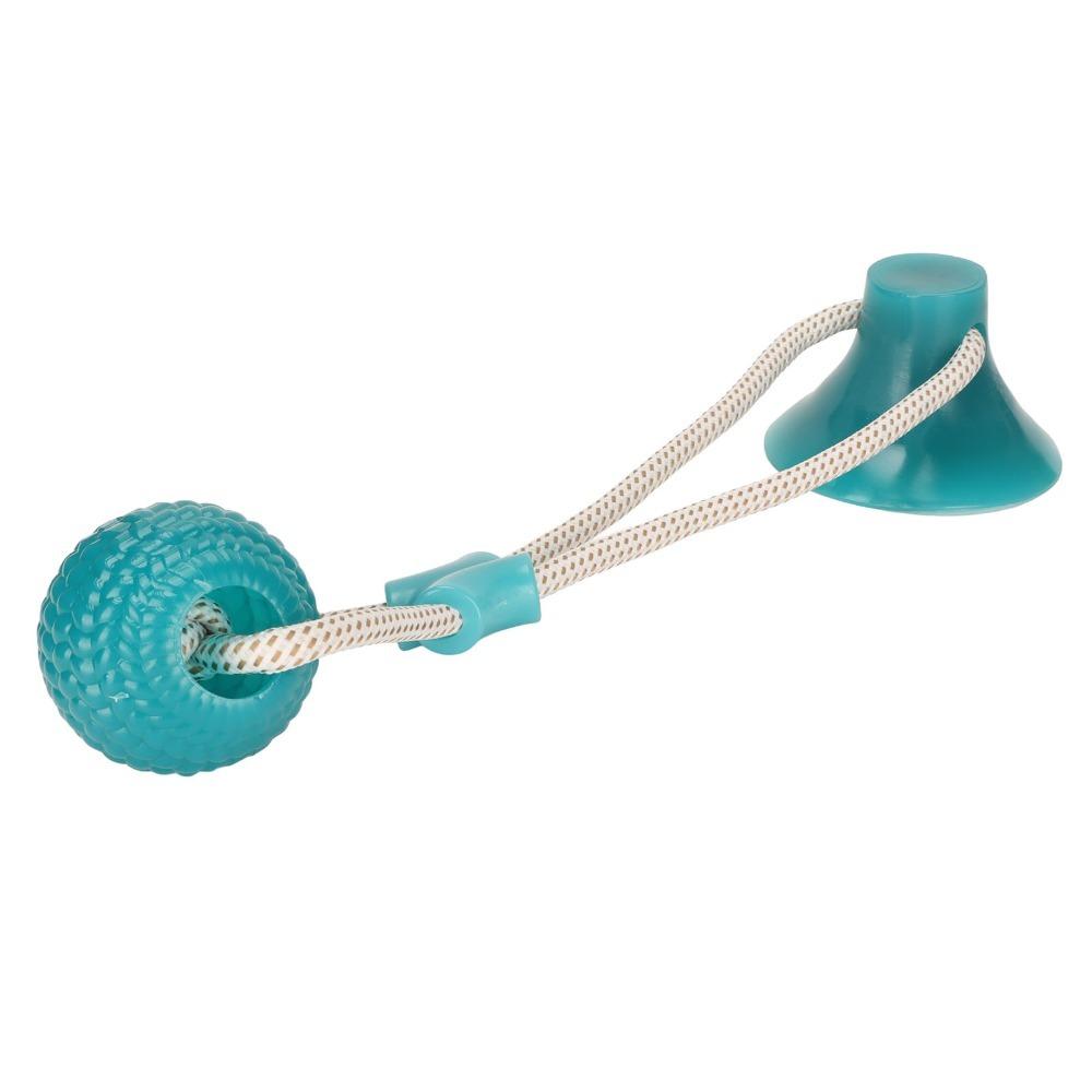 Green Spherical Suction Cup Dog Toy Braided Rope Self Play Pet Toy Dog Teeth Clean Toy Indoor Play