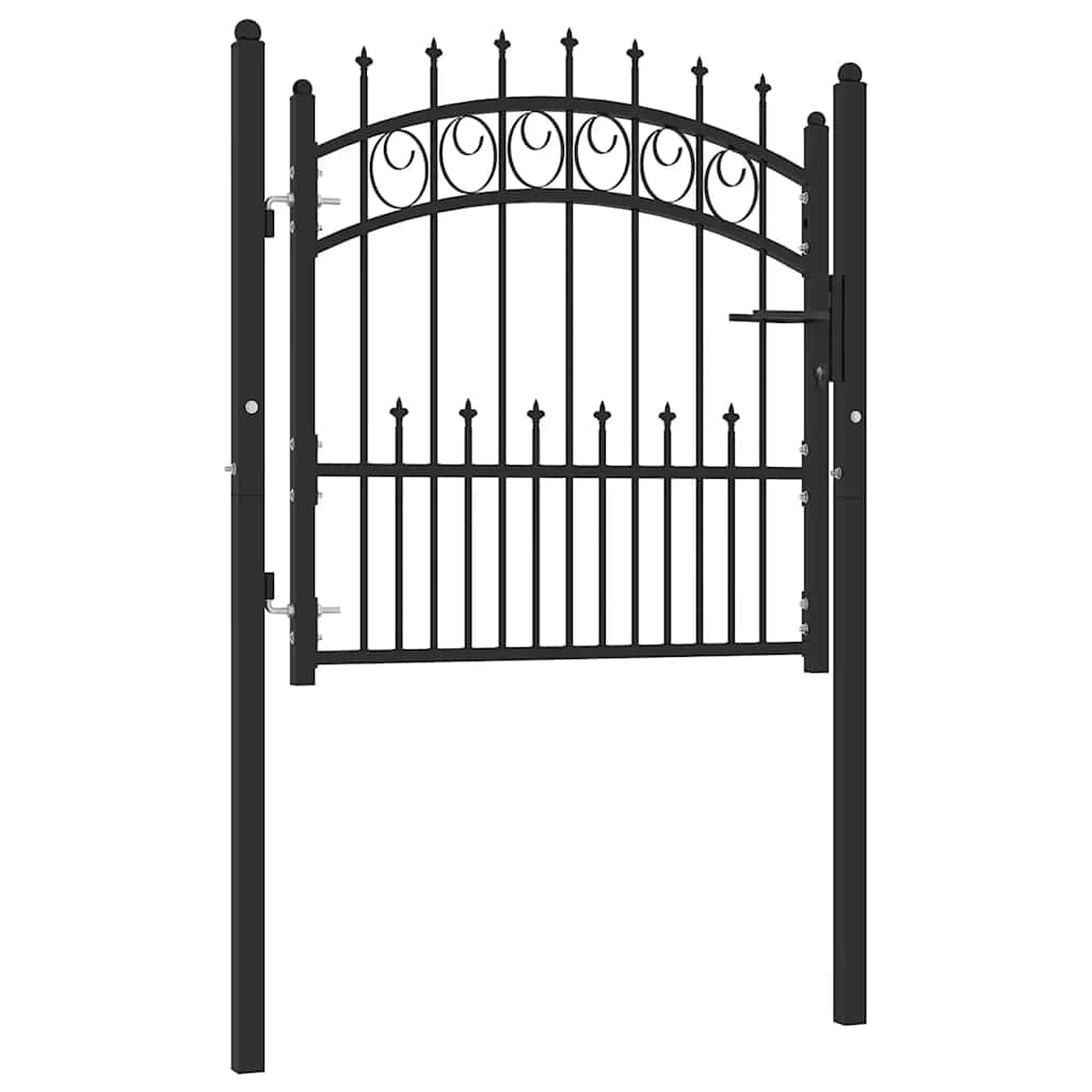EMMEN Fence Gate with Spikes Steel 104 X 87 Cm Black