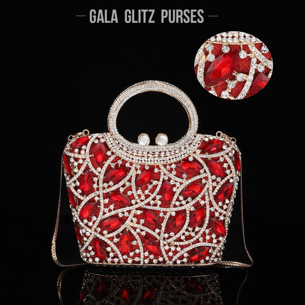 New Glass Color Diamond Evening Clutch Bags Women's Gem Water Diamond Handbags Alloy Material Hollow out Diamond Embellished...