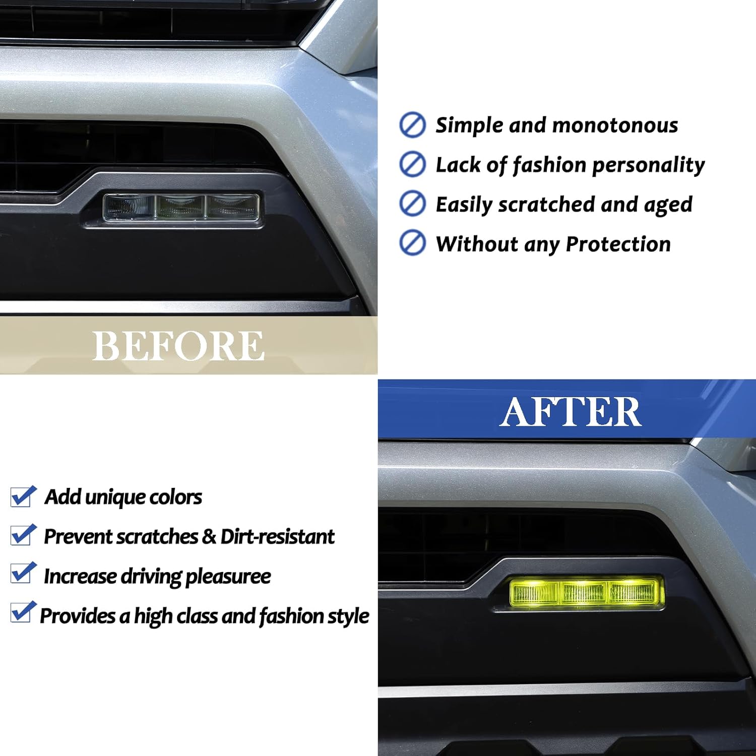

Daeiclru Car Front Fog Light Film Compatible with Toyota Tacoma 2024 2025, Front Fog Light Overlay Vinyl Decal Tint Film Sticker Fog Light Yellow