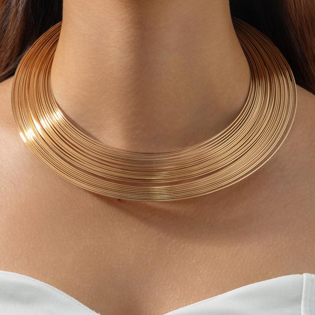 Multi-layer Metal Wire Smooth Surface Wide Version Open Bracelet Exaggerated Versatile Bracelet Women