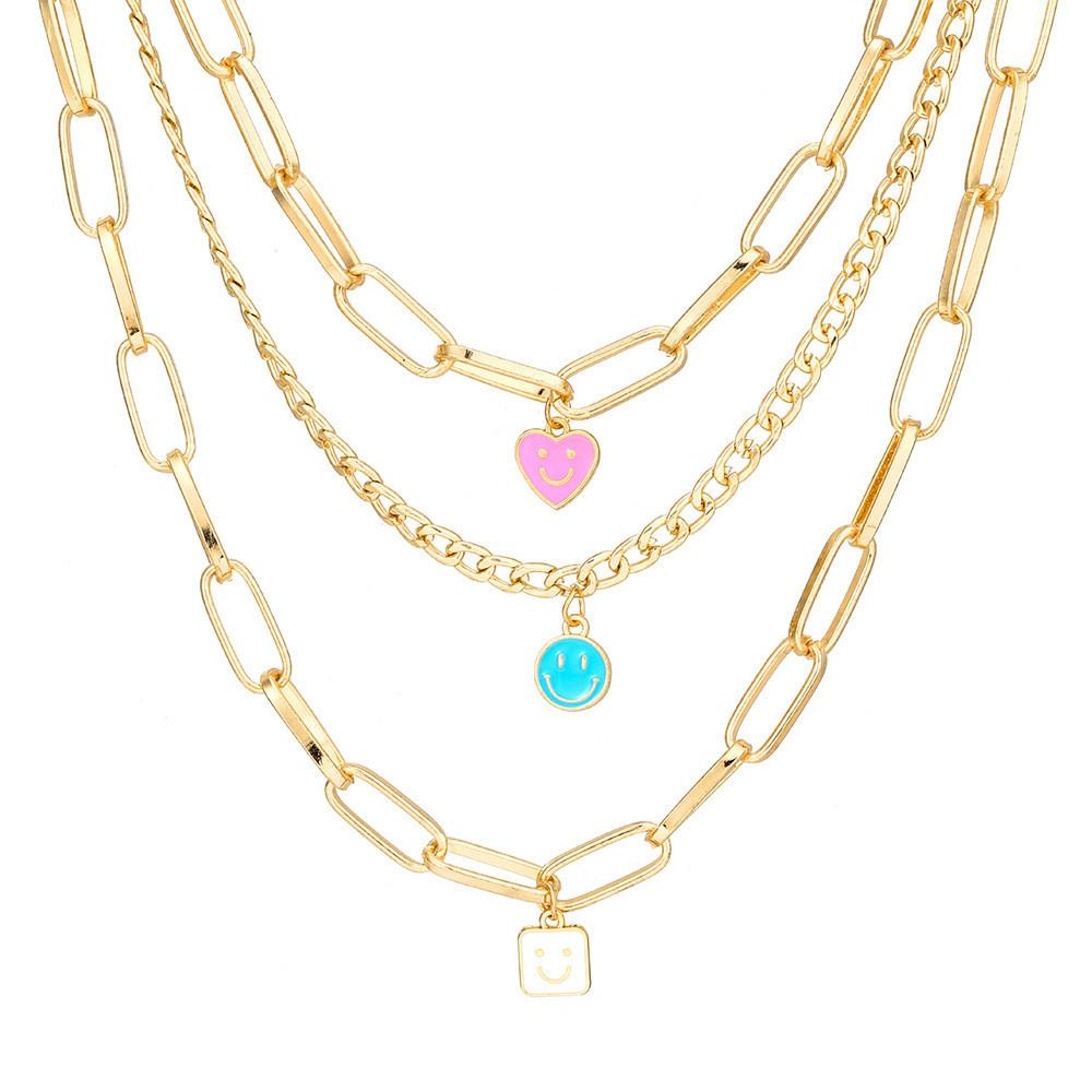 Elegant Multi Layer Heart Necklace For Women Stunning Geometric Alloy Fashion Jewelry