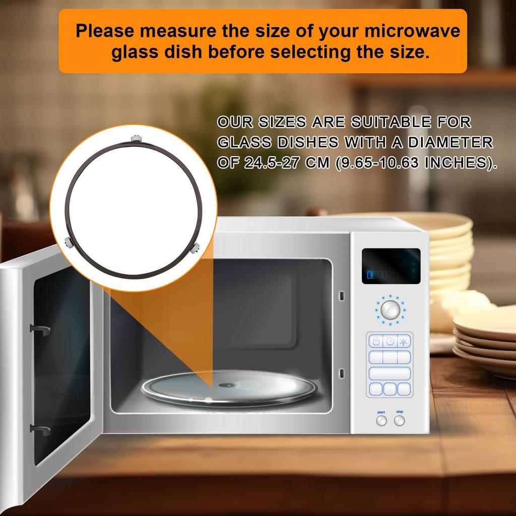 Microwave Turntable Ring, 7in Premium Rubber Microwave Oven Tray Roller Ring Spinner Replacement Parts with Rotating Core Ideal Support Holder for