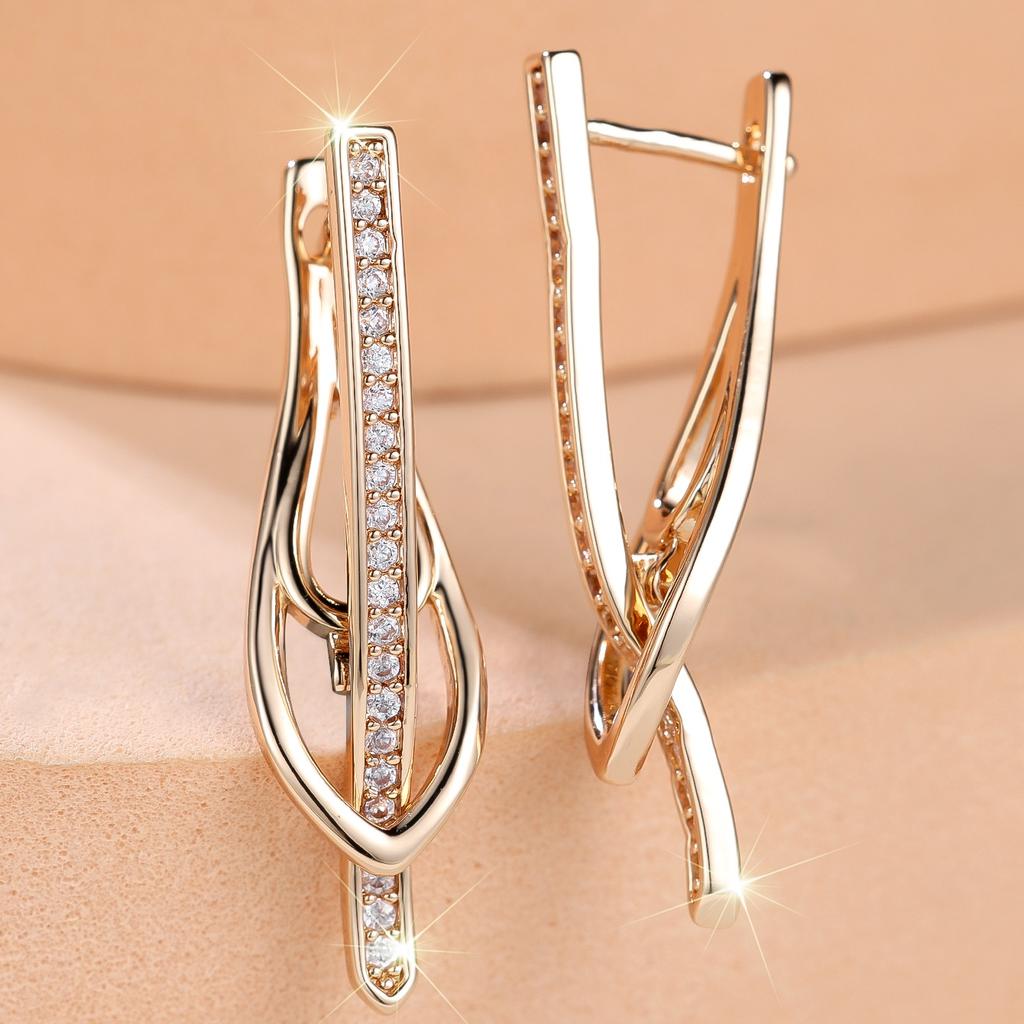 Cute Female Small Zircon Stone Hoop Earrings for Women Vintage Gold Color Wedding Jewelry