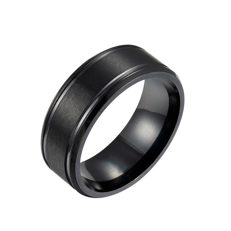 Hoshiai Stainless Steel Matte Beveled Edge Men's Ring, 8mm