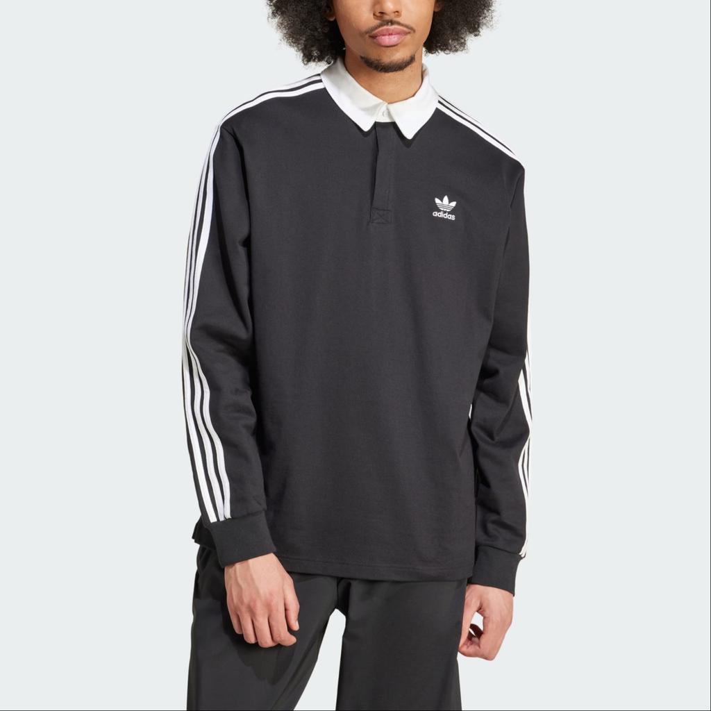 adidas ADICOLOR Long-sleeved Polo Shirt 'Black' Men's IZ4806
