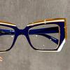 Cat Eye Glasses Gradient Color Frame Transparent Lens Computer Glasses Color Block Women
