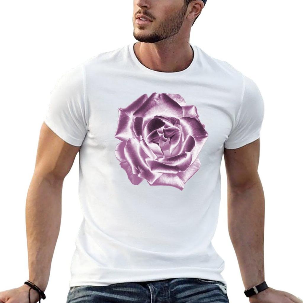 Pink Reflective Rose TShirt Sports Basic Short Sleeve TShirt