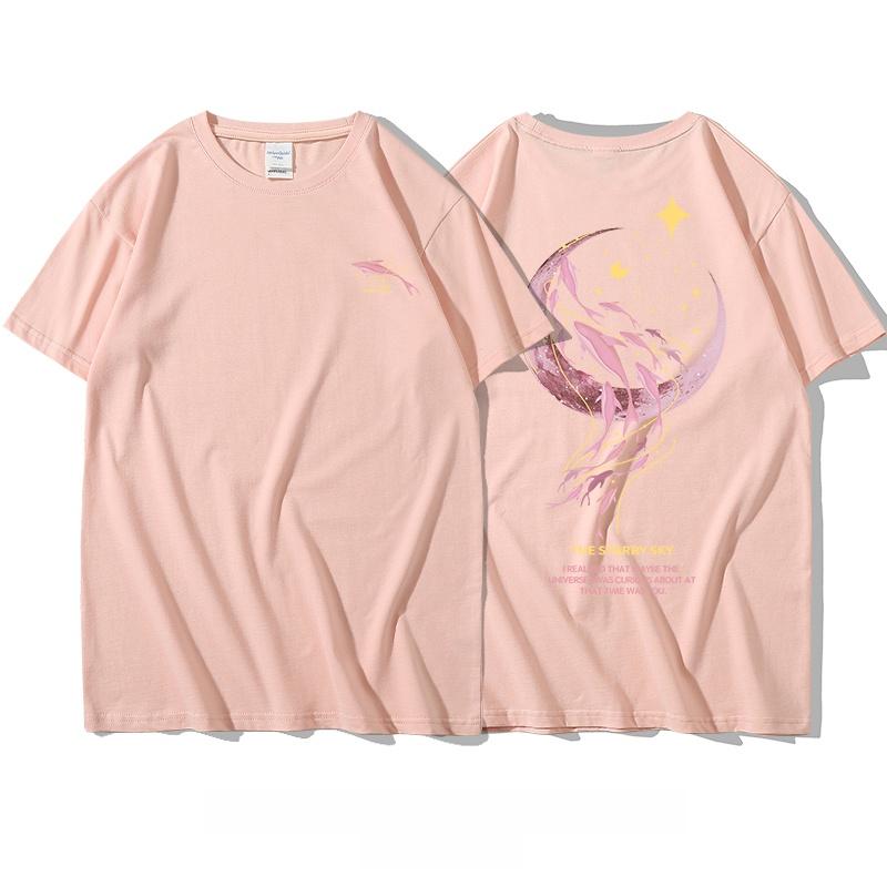 plus Size American Retro Print ort Sve T-irt Thin Loose Pure Cotton Summer Faionable f Sve Top for Women