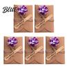 Romantic Sunflower Rose Greeting Cards 5Pcs DIY Dried Flower Cards, Handmade Note with Artificial Flowers, Jute Twine Personalized Message Flowers