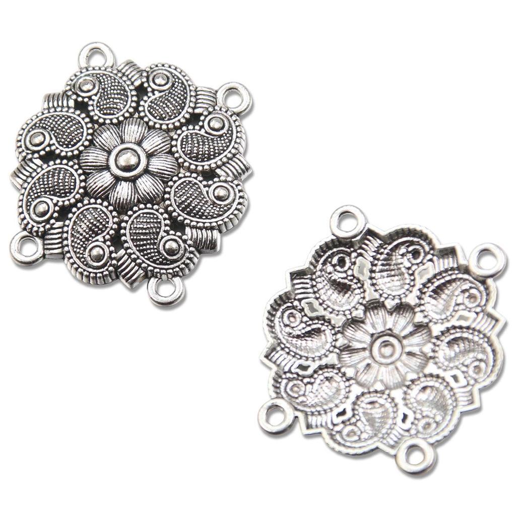 Connettore a Fiore Vuoto Retrò in 6 Stili e 2 Colori: Accessori per Gioielli Fai da Te in Lega di Zinco, Stile Etnico