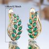 Cute Female Green Crystal Zircon Wheat Hoop Earrings For Women Silver Gold Color Wedding Jewelry