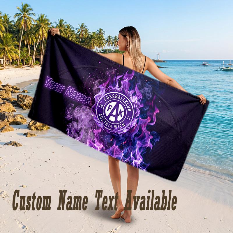 Austria Wien FC Design Beach Towel Custom Text Large Towel for Beach Vacation