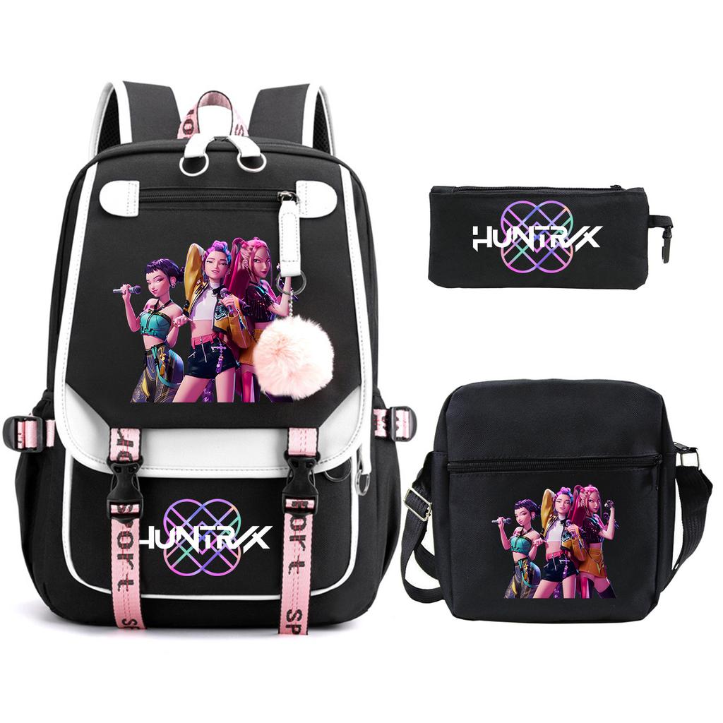 KPop Demon Hunters Korean version of student school bag children's backpack pencil bag set