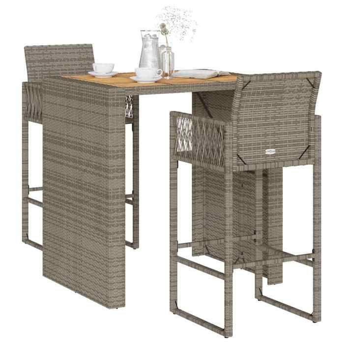 VidaXL 3-piece Garden Bar Set Without Cushions Grey Poly Rattan 3328887
