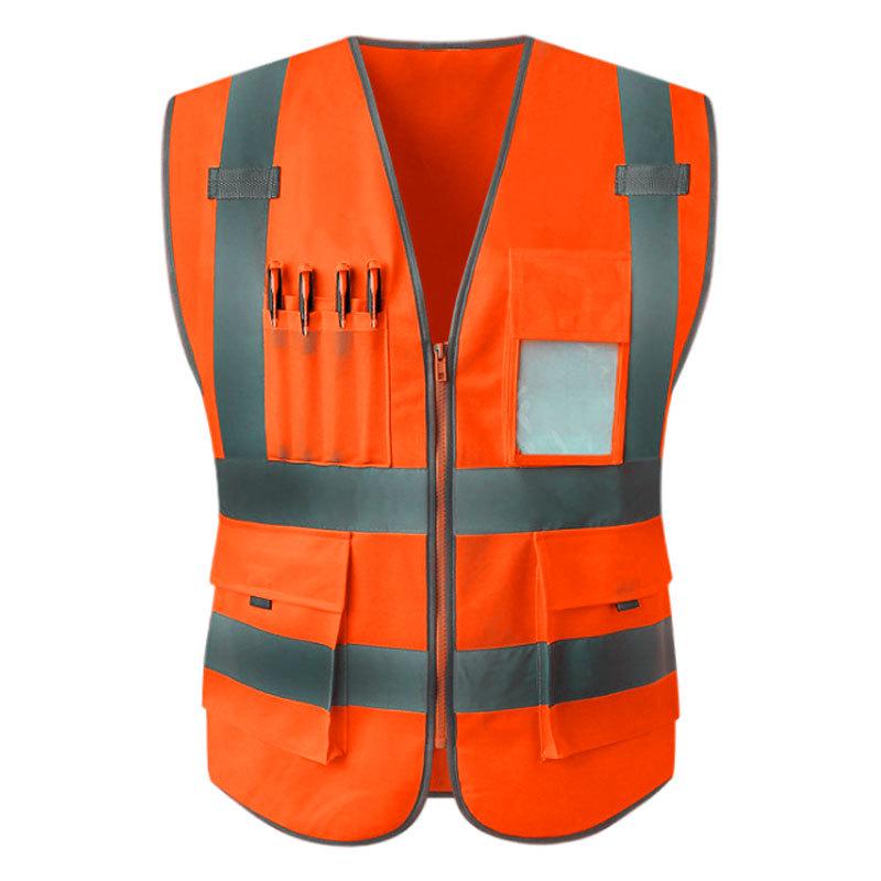 

Multi-Pocket Reflective Vest with Four Pen Holders for Night Cycling and Traffic Duty