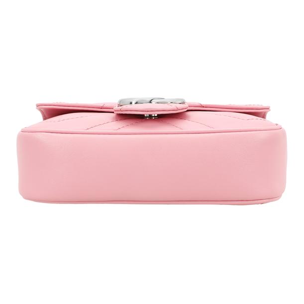 Gucci Borsa a Spalla GG Marmont in Pelle Trapuntata Rosa con Catena, Doppia G con Hardware Argento, Borsa a Tracolla da Donna per Uso Quotidiano, Feste, Viaggi 476433-DTDCP-5815