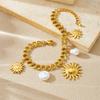 Stainless Steel Moon Sun Splicing Flower Star Bracelet Women Jewelry Accessory