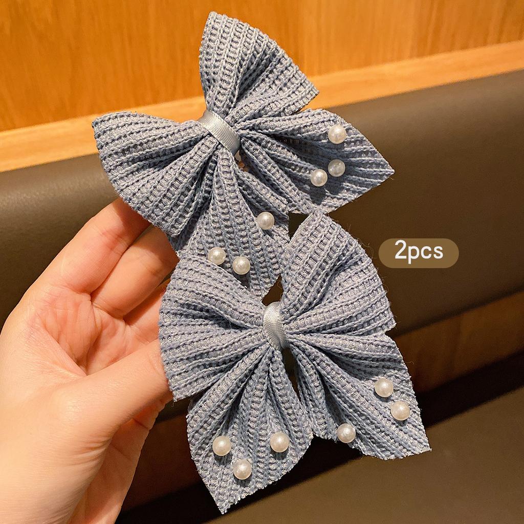2 Gray Fashionable Bow Hair Clips Suitable for Daily Use As Hair Accessories