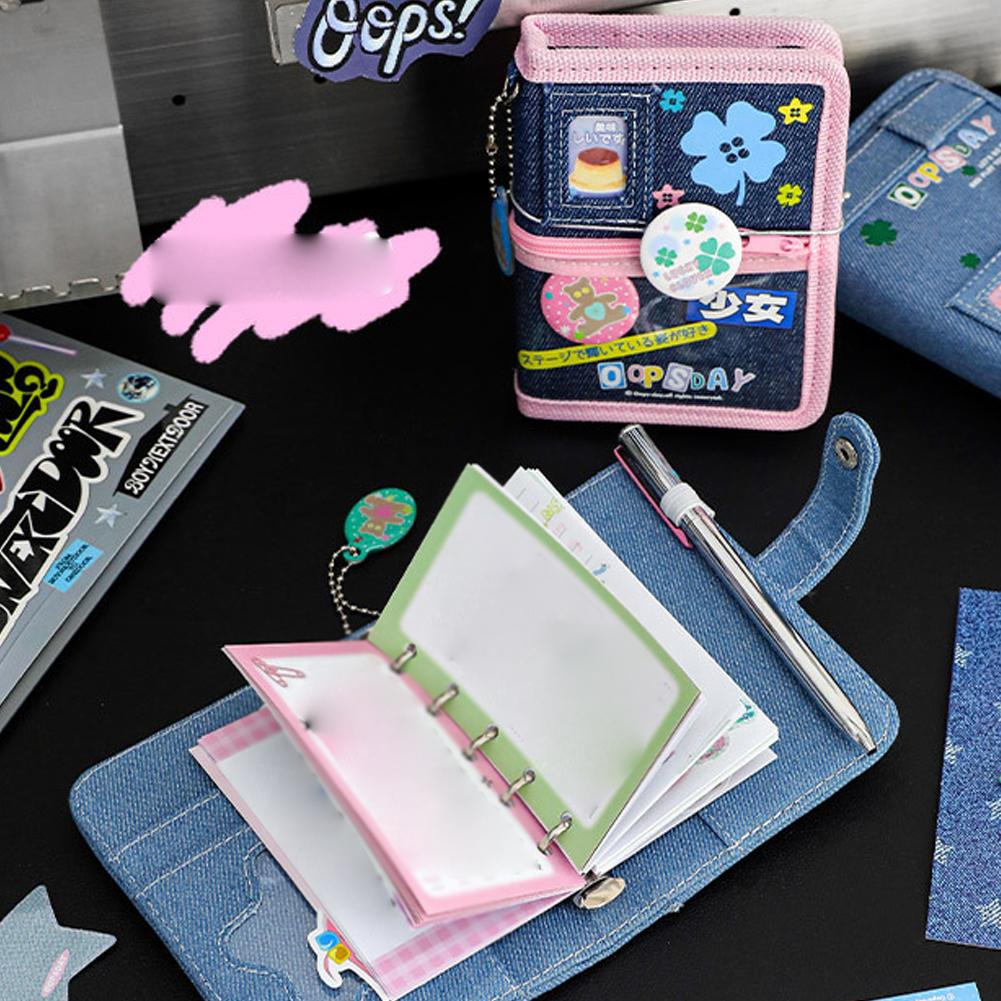 Retro Denim Cover M5 Notizbuch Agenda 2025 DIY Kawaii Scrapbook Loseblatt Mini Reiseplaner Für Schulheft