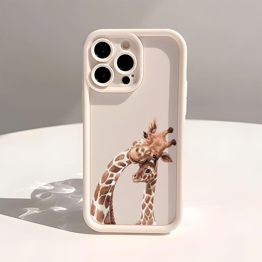 Cute giraffe pattern phone case for iPhone 17 16 15 14 13 12 11 Pro/ Max /Plus anti-fall and shockproof back cover