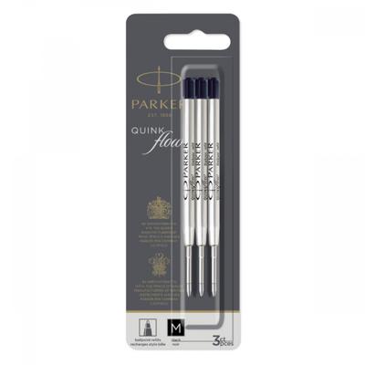 Parker Quink Flow Golyóstoll Betétek  3-as Csomag  M  Közepes   Fekete