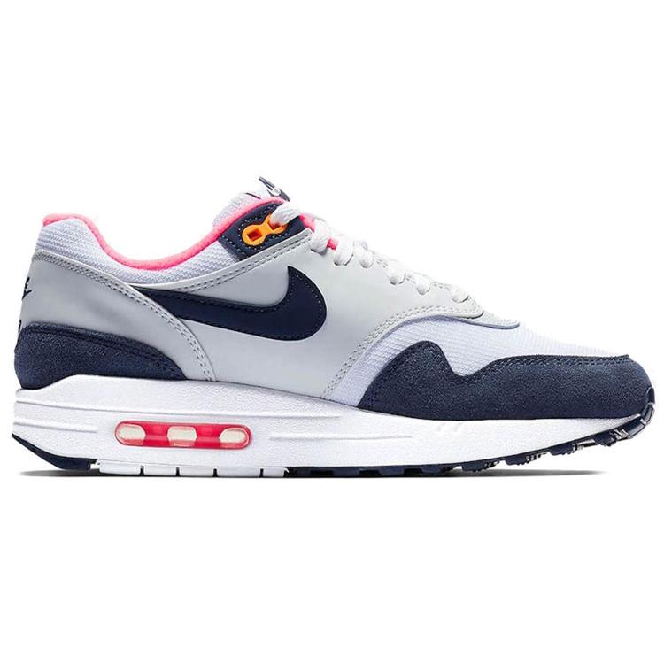 New Nike Air Max 1 Pure Platinum Midnight Navy Racer Pink Women's 319986-116
