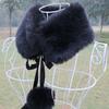 Women Scarf Thicken Super Soft Fluffy Windproof Solid Color Keep Warm with Hairball Winter Imitation Rabbit Fur False Collar Shawl for Outdoor