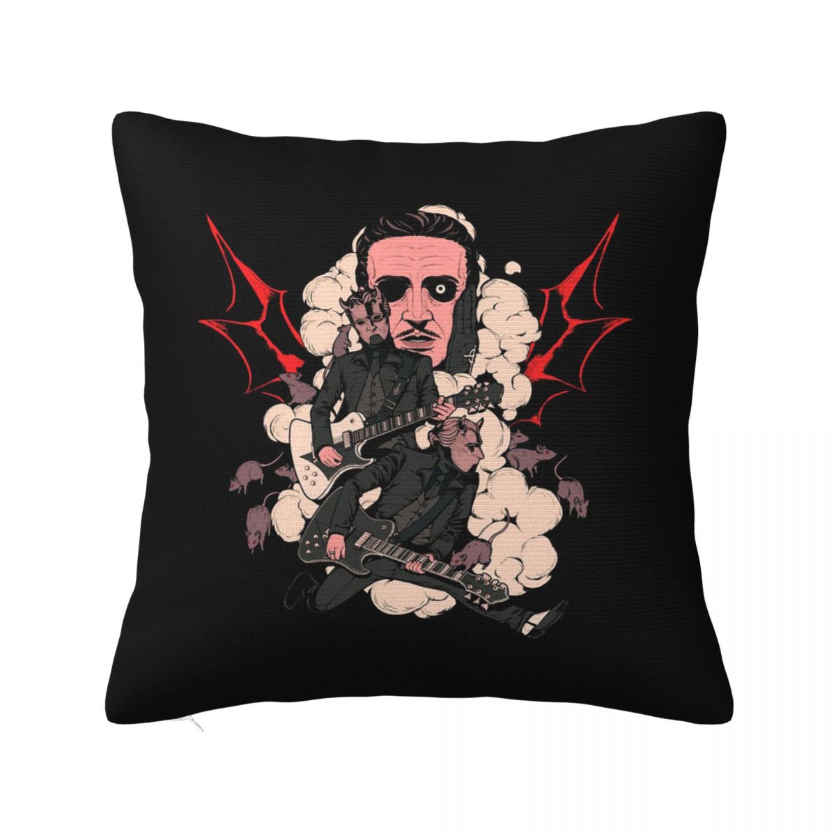 

Rock Band Ghost BC Square Pillowcase Cushion Cover Pillow Case Throw Pillow Cover for Home Sofa Living Room 12x12Inch