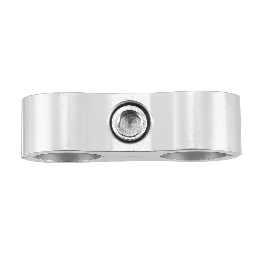 X AUTOHAUX Car Hose Separator Clamp Fuel Line Connector for Oil Fuel Hose Aluminum Alloy AN6 Silver Tone 2pcs