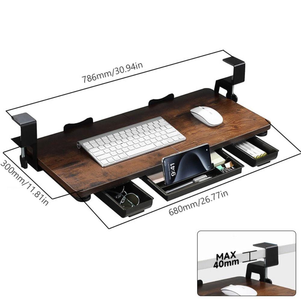Space Saving Keyboard Bracket Stable Load-bearing Adjustable Keyboard Mouse Tray Slide-out Drawer Punch-free