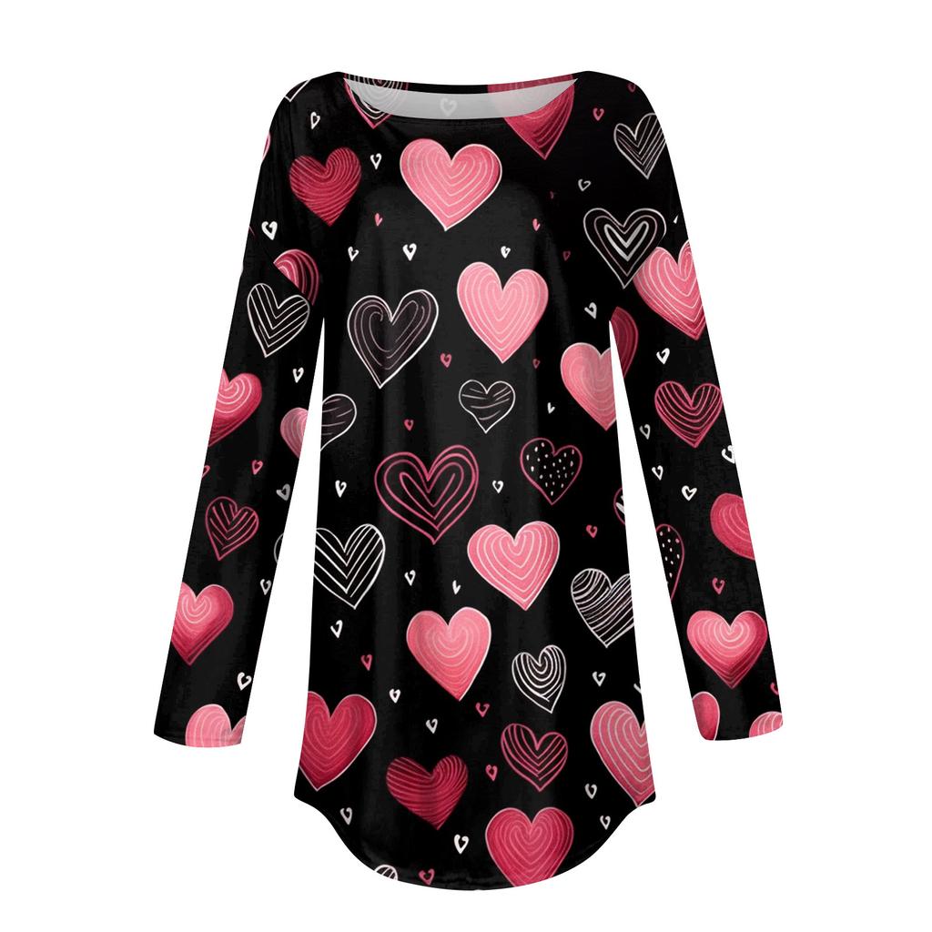 Fashion Women's Casual Long Sleeved Round Neck Printed Tops