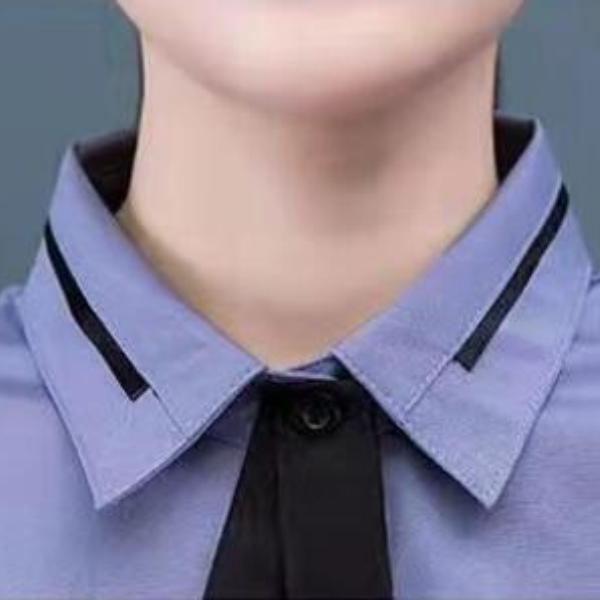 Damen Bluse Frühling Herbst Büro Solide Blau Weiß Tops Damen Langarm Büro Revers Dünnes Hemd