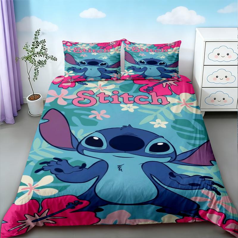 Stitch & Lilo Stitch Duvet Cover Cartoon Quilt Cover Soft and Breathable Bedding Set Twin Size for Bedroom Decor Best Gifts