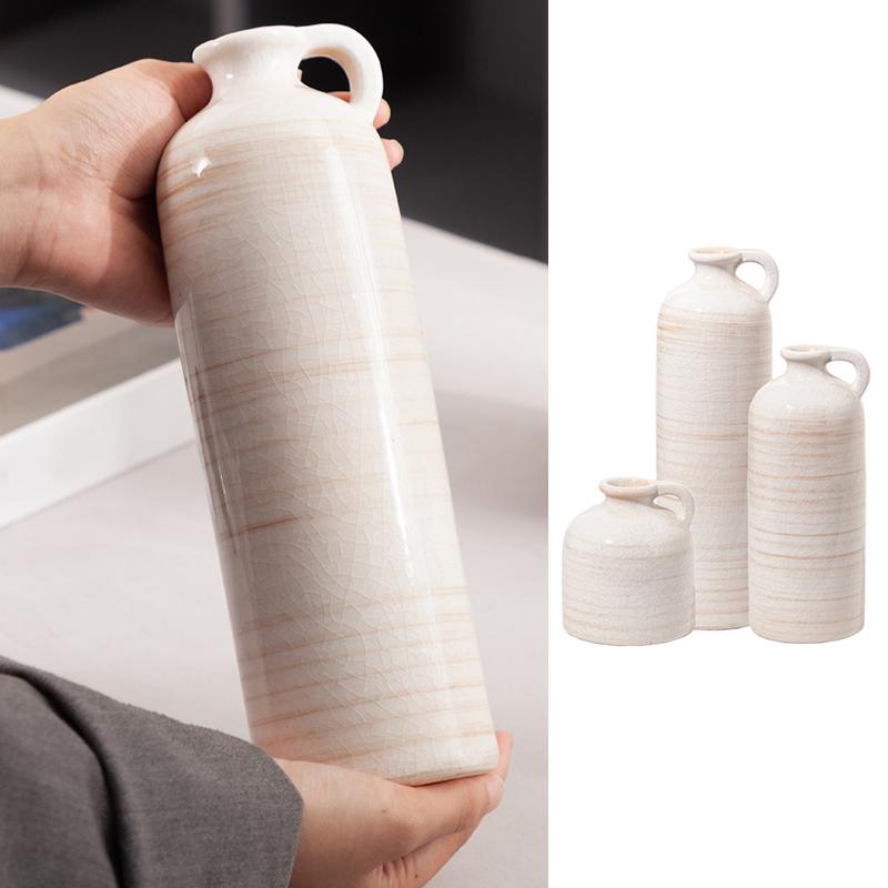 3pcs Dried Flower Vase Aesthetic Room Crackle Glaze Table Decoration Decorative Vases Suitable for Banquet