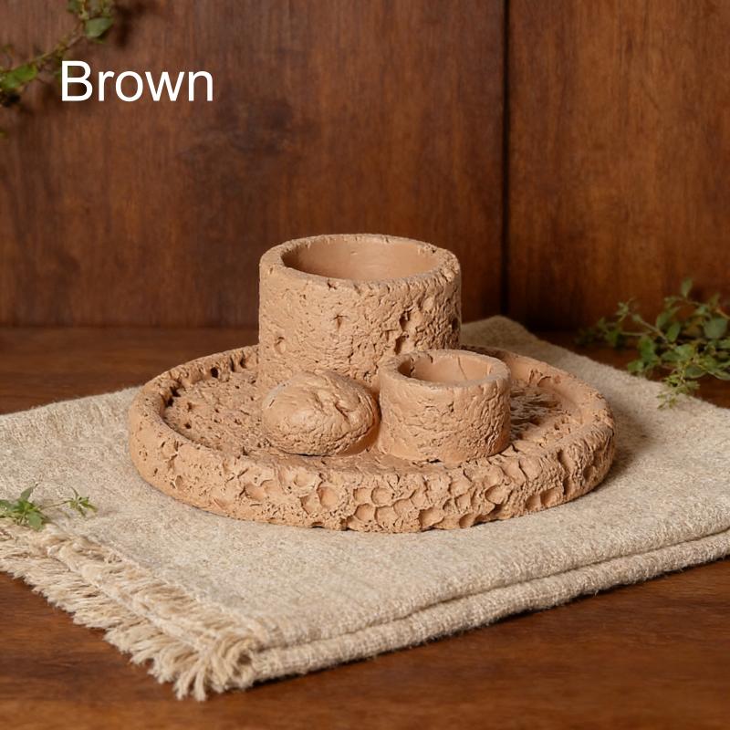 Concrete Tray Sage Burner Aromatherapy Sage Burning Smudging Tray Natural Crude Wood Sage Incense Candle Holder