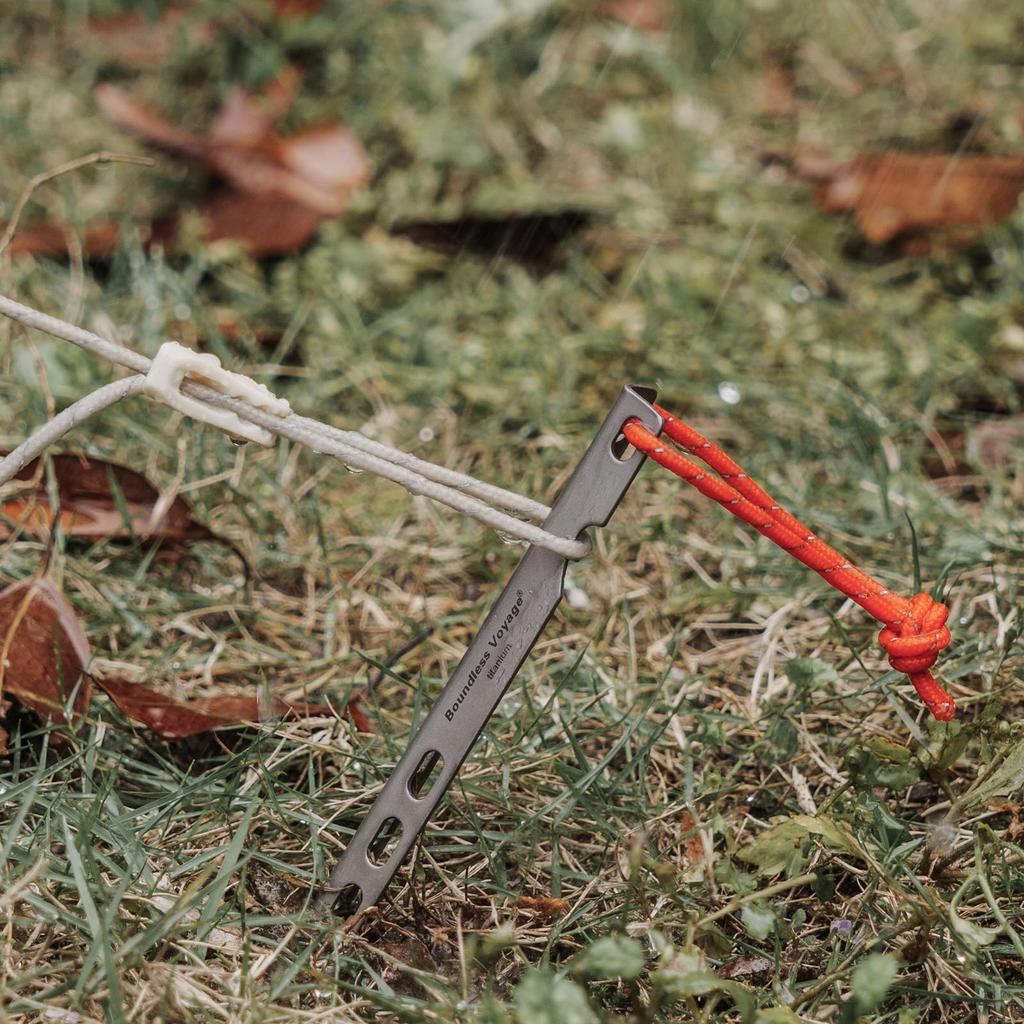 Boundless Voyage Titanium Alloy Pegs Set of with Reflective Rope Tent Pegs Ultra Light Durable Camping Pegs for Tent Tarps Stake Solid Mountain