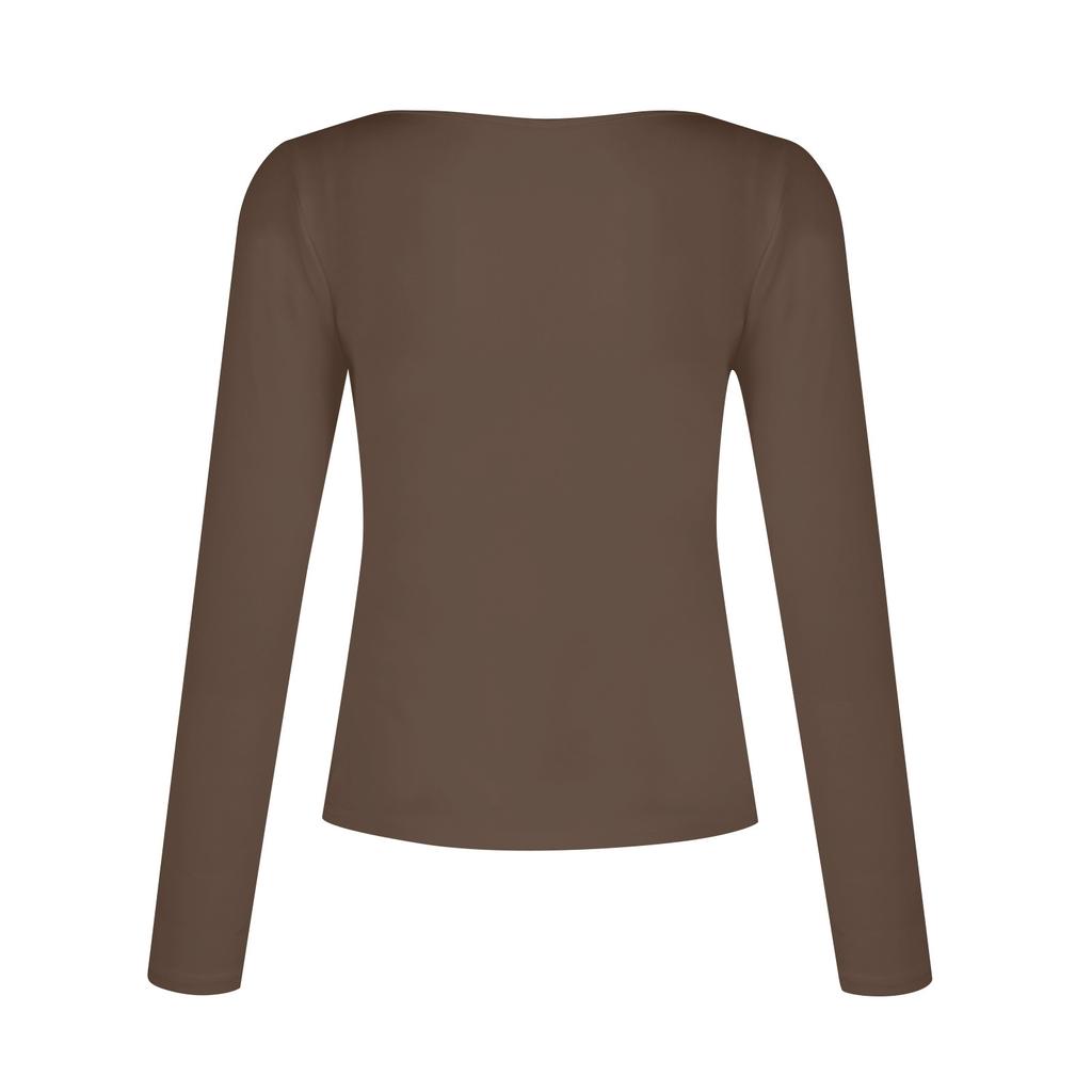 HNXC Women's Fashion Casual Autumn Winter Solid Color Print Long Sleeve V-Neck Blouses & Shirts