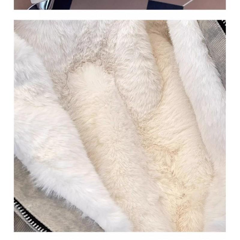 Oversized Hooded Zip-Up Fleece-Lined Cotton Jacket Men Women Winter Warm Loose Casual Outerwear