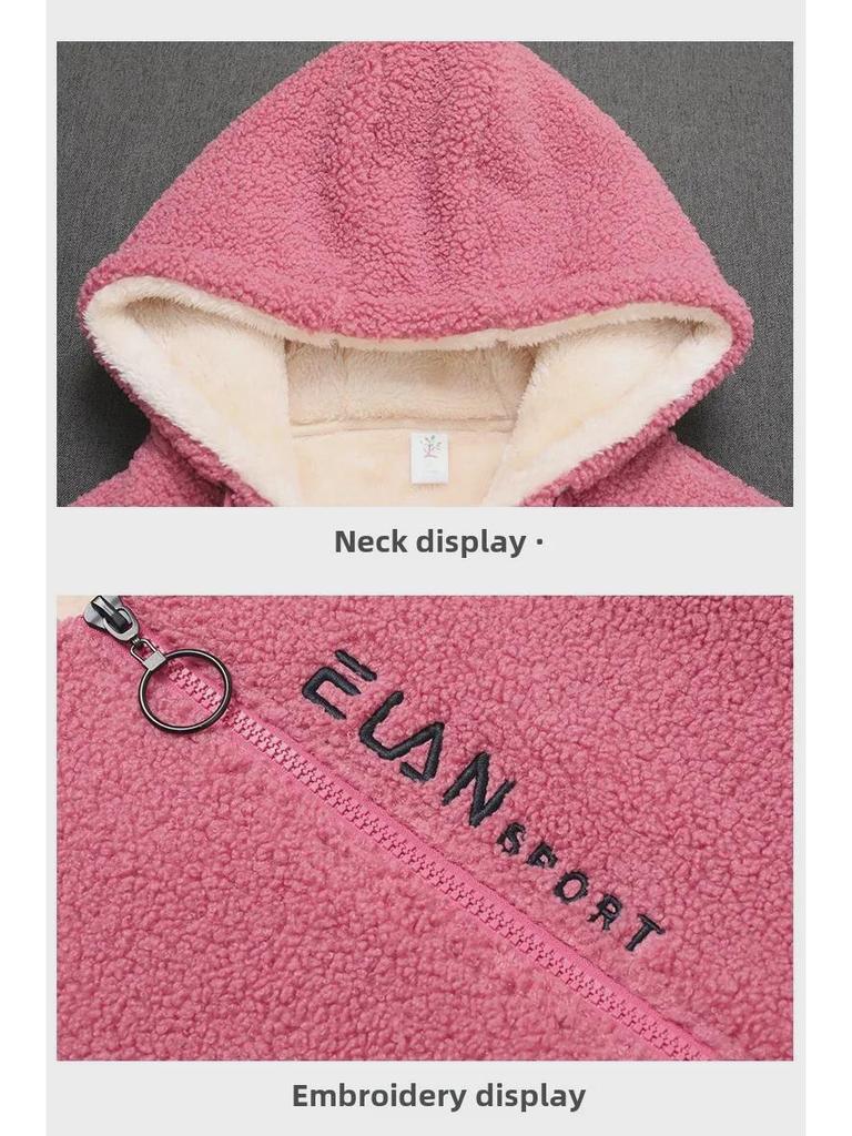 Lambskin Women's Casual Loose Korean-Style Mid-Length Thickened Velvet Sweater Coat, 2022 Winter Edition