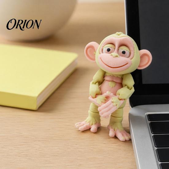 Portable Healing Animal Charm 3D Printed Articulated Monkey Figurine, Multi-Color Cartoon Model with Cute Mini Statue Movable Joints, Stress