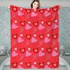 Red and Pink Heart Patterns Flannel Printed Blanket Suitable for All Seasons Suitable for Living Room Office Sofa and Travel